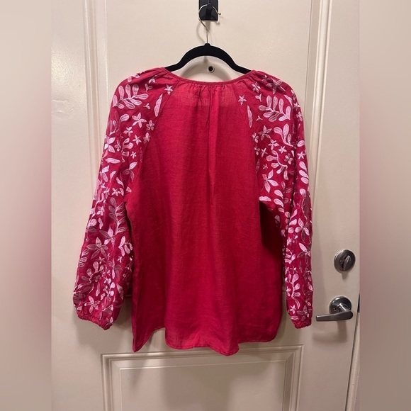 Voyageur by MERSEA Palermo Embroidered Linen Peasant Boho lagenlook Red, S - Picture 11 of 12